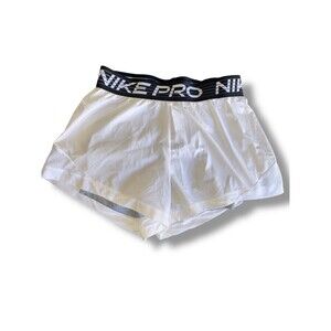 Nike women's pro dri-fit 2-in-1 white shorts size small
